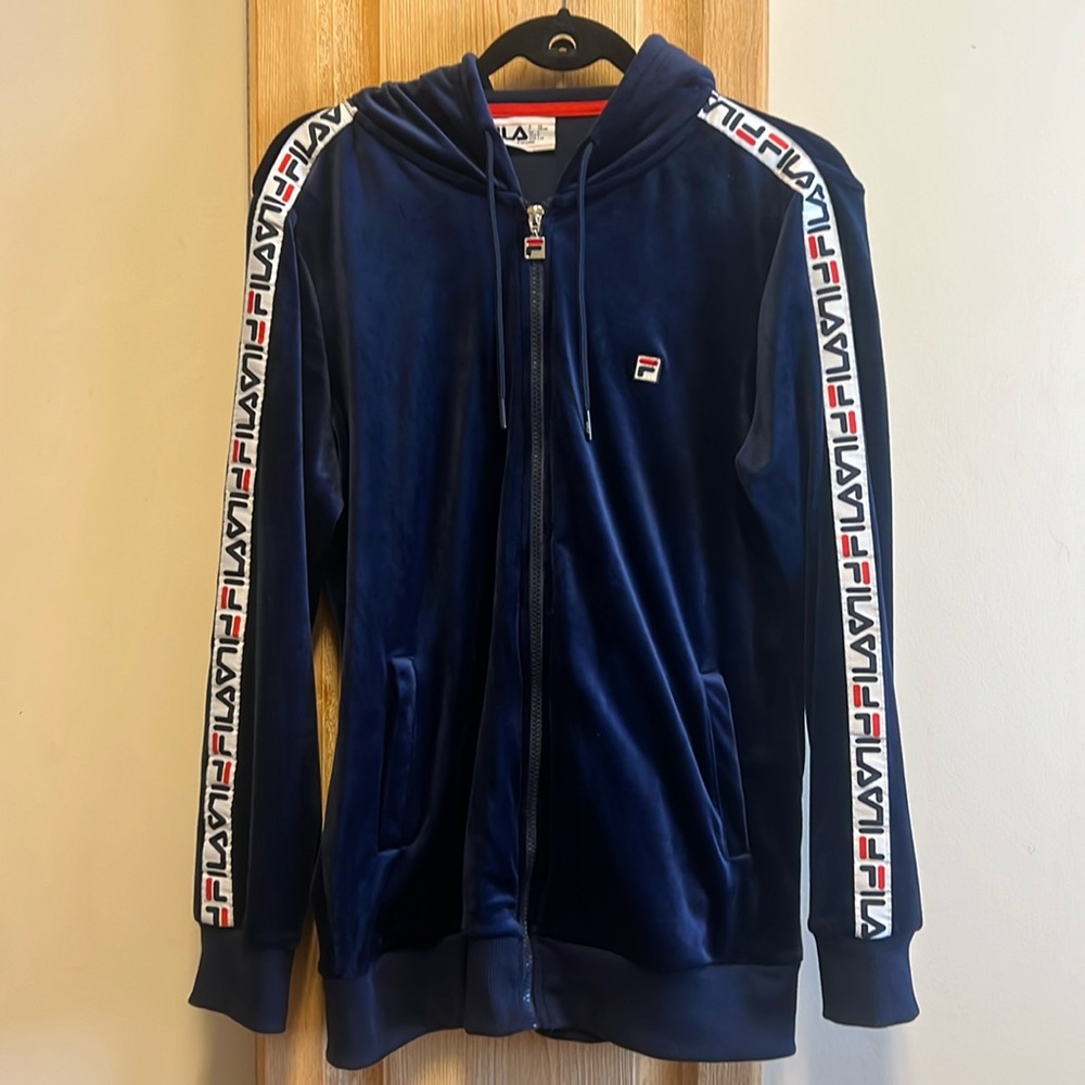 Vintage Fila women’s zip velour hoodie.